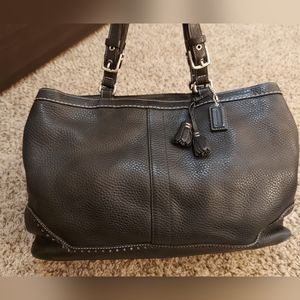 COACH 5749 Black Pebbled leather tassel detail bag